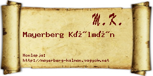 Mayerberg Kálmán névjegykártya